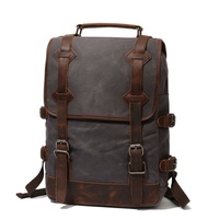 Sac d'alpinisme en toile haute capacité pour hommes, Vintage, en cuir véritable, sac à dos de voyage de randonnée, sacs à dos en cuir personnalisés pour hommes