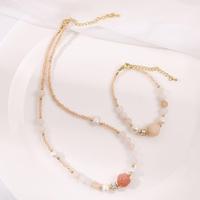 Collier et bracelet perlés en jade, perles œil-de-chat et soie dorée, style rétro, pour femmes et jeunes filles, à porter au quotidien