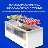 Congélateur coffre horizontal commercial à couvercle vitré, ventilé, économe en énergie, pour équipement de réfrigération de supermarché