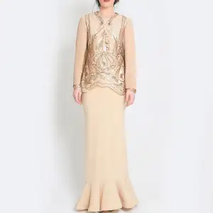 2019高品質バジュクルンアラブ女性インドネシア卸売アバヤイスラムMelayu服レースイスラム教徒のドレス