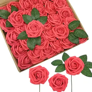 团圆8厘米婚礼泡沫玫瑰人造花盒，玫瑰泡沫花玫瑰花，Pe乳胶皇家泡沫玫瑰花