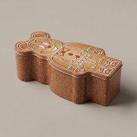 Boîte en étain personnalisée pour biscuits au gingembre, qualité alimentaire, grande taille, adorable forme d'ours debout avec gaufrage pour bonbons