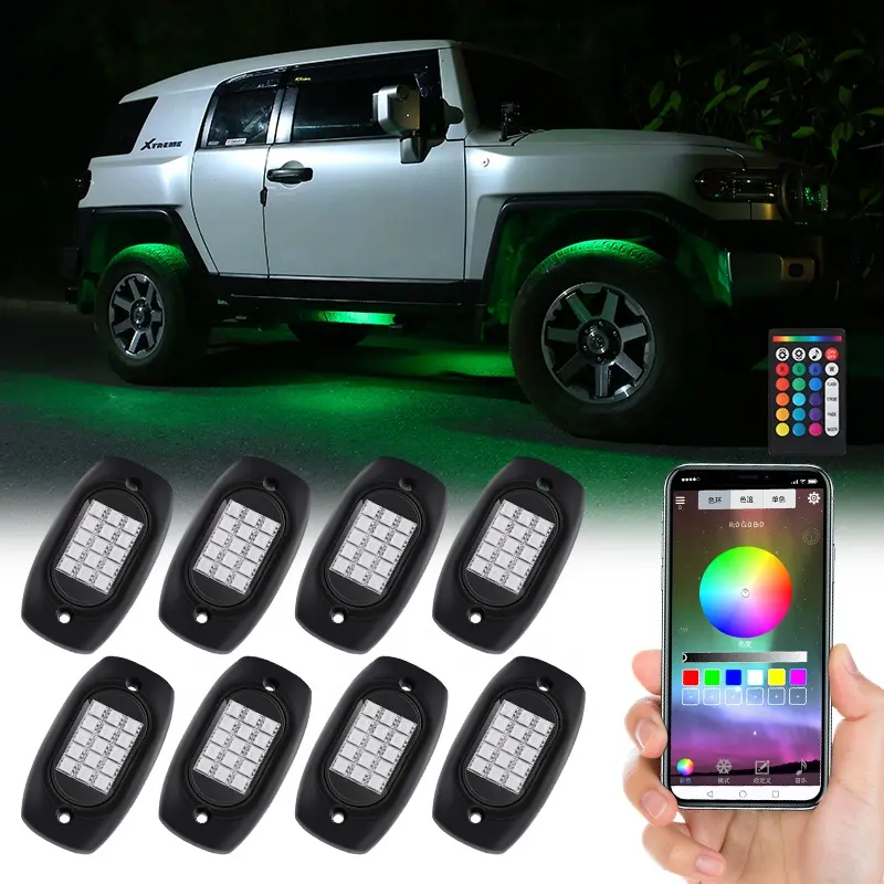 Fabriek Groothandel App Controle Rgb Puur Witte Auto Underglow Decking Lights Kit Underglow Auto Lights Neon Witte Led Rock Lights