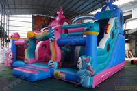 Aire de jeux gonflable sur le thème de l'ours mignon avec toboggan pour enfants, équipement de parc d'attractions commercial pour fêtes en plein air