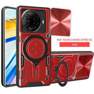 Coque pour Tecno Camon 30/Camon 30 Pro/Camon 30 premier Objectif Protection Fenêtre Coulissante Anneau Support Magnétique Armure coque de téléphone - Product Image 3