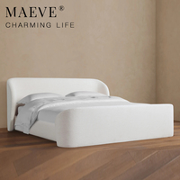 Modernes Luxus-Massivholzbettgestell Designer Weißes Gepolstertes Plattformbett Holzbetten für Schlafzimmer-Sets Luxushotel
