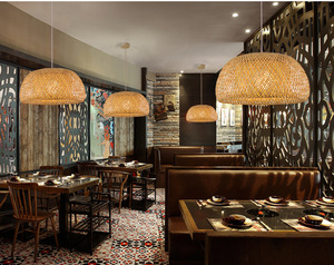 Hiện đại handmade mây treo Đèn Mây trần ánh sáng gỗ treo đèn Lồng tre ánh sáng mặt dây chuyền cho trang trí nội thất chiếu sáng - Product Image 4