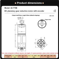 Moteur à engrenages planétaires en métal 42GP 775 avec encodeur, personnalisable, arbre de 10 mm, roulement à billes, pour vélo électrique et ventilateur