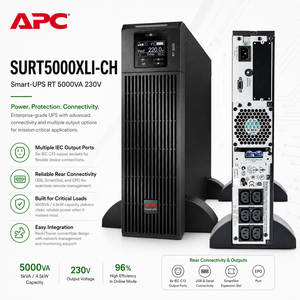<span class=keywords><strong>APC</strong></span> SURT5000XLI-CH 5000VA/5000W Onduleur à double conversion en ligne, 230V 3U Montage en rack pour centre de données industriel et rack de serveur - Product Image 3