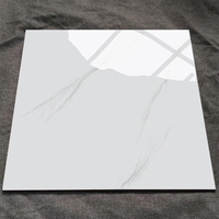 Carreaux de sol en porcelaine émaillée effet marbre blanc Carrara poli 60x60 pour salon