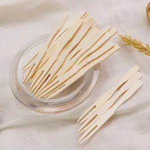 Eco Friendly monouso manico di bambù posate da viaggio riutilizzabili formaggio di legno macedonia cucchiaio forchetta coltello per posate Set