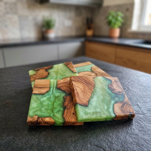 Posavasos de Resina y Madera, Diseño Rectangular Moderno, Antideslizantes, Decoración Ecológica para Mesa de Comedor - Product Image 1