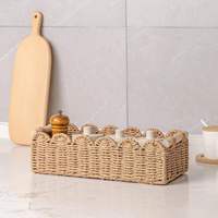 Panier de rangement en corde de papier festonné, fait main, avec plateau ondulé et cadre en fer, pour l'organisation de la salle de bain et de la garde-manger (vente en gros)