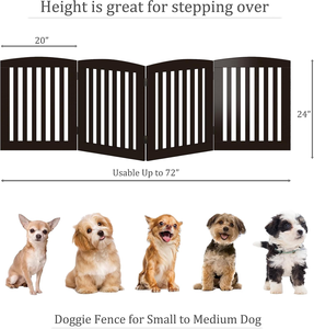 Wholesale Wooden Freestanding Foldable Pet Gate <b>for</b> <b>Dogs</b> 24 inch 4 Panels Step Over Fence <b>Dog</b> Gate <b>for</b> The House Doorway <b>Stairs</b> - Product Image 5