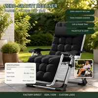 Chaise longue zéro gravité pour extérieur, chaise de jardin pliable et inclinable avec coussin rembourré, porte-gobelet, réglable et ergonomique pour patio