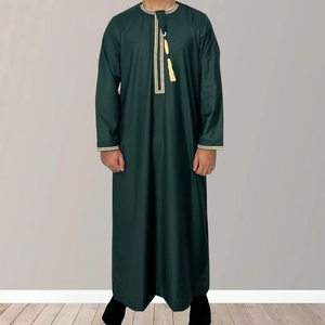 Premium Embroidery <strong>Men</strong> <strong>Thobe</strong> with Tassel Saudi Style Arabic Robe Islamic Clothing for <strong>Men</strong> Traditional Omani Kandura Jalabiya - Product Image 2