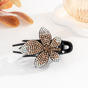 Barrettes à cheveux pour le dos de la tête, feuilles d'érable, épingles à <span class=keywords><strong>chignon</strong></span>, plastique, <span class=keywords><strong>strass</strong></span>, ÉLÉGANTE pour femmes, accessoires de coiffure en vrac, fleurs - Product Image 3