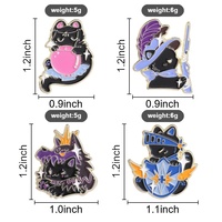 Badge en métal Wizard Fortune Cat, épinglette en émail motif chaton gothique de dessin animé, ornement pour veste, chapeau et usage quotidien