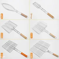 Ensemble de grille de barbecue en fil métallique et pinces pour l'extérieur, multifonctionnel, facile à nettoyer, pour poisson grillé, hot-dogs, hamburgers
