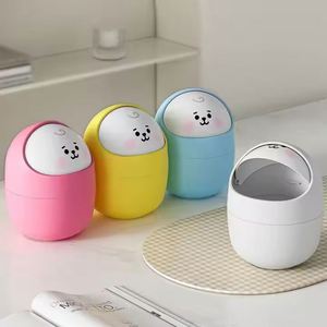 Small Desktop Storage Box Office <b>Desk</b> Organizer <b>Mini</b> Waste Can With Lid Cute Things Plastic Trash Bin Kawaii Custom Logo - Product Image 1