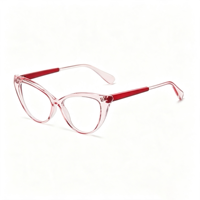 Lunettes anti-lumière bleue rétro œil de chat SM22032 - Monture légère en PC avec verres en résine transparente pour hommes et femmes (7 couleurs)