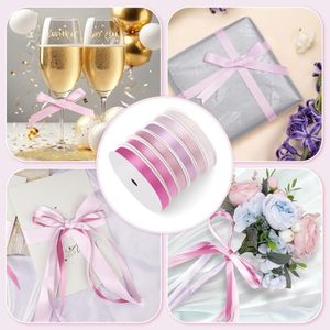 Cinta de Satén de Poliéster Rosa de Doble Cara de 3/8 Pulgadas para Envolver Regalos, Lazos para el Cabello, Empaque de Flores - Product Image 5