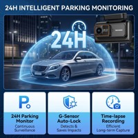 Caméra embarquée triple objectif pour taxi, Uber, Lyft, écran 3,19 pouces, WIFI, caméra fisheye, vision nocturne, WDR, enregistreur vidéo de voiture