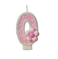 Creatief nieuw design luxe handgemaakte geurloze verjaardagsfruitkaarsen cijfers roze bloemen sojawas voor feestdagen Halloween Kerstmis
