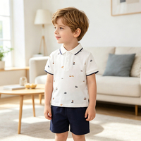 Ensemble de Vêtements Décontractés pour Garçons 2026 : T-shirts Polo Sportifs et Shorts en Coton Tricoté Texturé (2 Pièces)