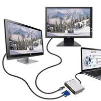 Hub USB-C HDTV kabel konverter VGA adaptor tipe C rangka Aloi aluminium Kombo jaket PVC kepang proyektor Audio Video 4K komputer
