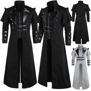 Costumes de cosplay d'anime médiévaux BX, vêtements pour hommes, veste longue noire vintage, gothique, steampunk, punk, trench-coat, vêtements de chevalier <span class=keywords><strong>noble</strong></span> - Product Image 1