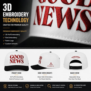 Cappellino da Baseball Unisex Sportivo a 5 Pannelli Personalizzato con Logo Ricamato 3D e Immagine Stampata, in Cotone Traspirante di Alta Qualità - Product Image 2