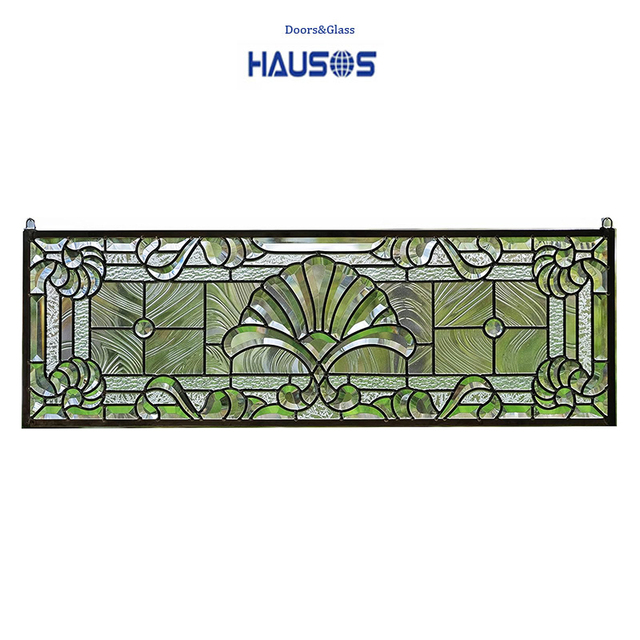 All Clear Stained Decorative Glass Beveled Hanging Window Panel with Copper Frame