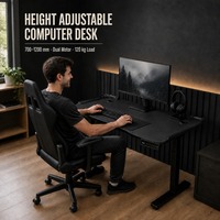 Bureau d'ordinateur ergonomique moderne réglable en hauteur, bureau de jeu avec cadre métallique, pour ordinateur portable, bureau à domicile, travail, PC, gaming, écologique