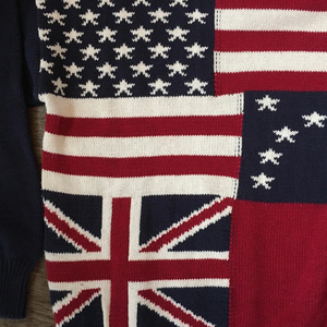 OEM ODM Custom Logo Mens American <strong>UK</strong> Flag Jacquard Knitted Standard <strong>Wool</strong> Sweater Crew Neck Long Sleeve Autumn Casual Pullover - Product Image 3