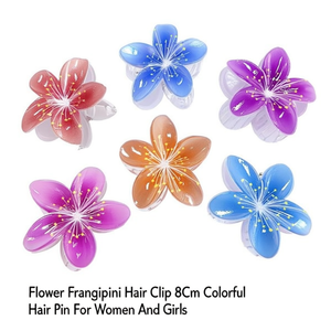 Fermaglio per capelli a forma di fiore di frangipani da 8 cm, colorato, per donne e ragazze - Product Image 3