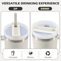 Tasse de Voyage Isotherme en Acier Inoxydable à Double Paroi 40 oz H2.0 Personnalisée avec Logo, Blanche, Tasse à Café en Métal, Gobelet 40 oz avec Poignée