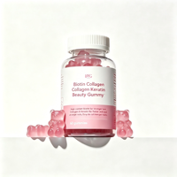 Gummies de beauté en gros à la biotine, au collagène et à la kératine, 60 unités, pour la santé des cheveux, de la peau et des ongles, multivitamines, OEM ODM, approvisionnement en vrac