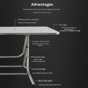 <span class=keywords><strong>Tavolo</strong></span> pieghevole rettangolare moderno in acciaio inox per la casa all'aperto semplice quadrato lungo <span class=keywords><strong>tavolo</strong></span> da pranzo per soggiorno - Product Image 4