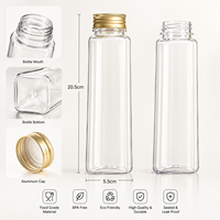 Bouteilles carrées en PET de 300 ml, 380 ml, 500 ml avec bouchon à vis, réutilisables, vides, en vrac, pour contenants de boissons