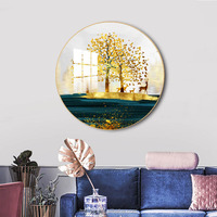 Peinture murale circulaire en porcelaine de cristal diamanté, motifs de cerfs, style nordique, pour salon moderne de luxe léger, porche et restaurant