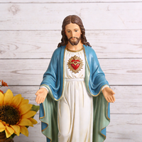 Statue du Sacré-Cœur de Jésus en résine peinte à la main, écologique, figurine religieuse chrétienne, modèle de décoration, cadeau commémoratif