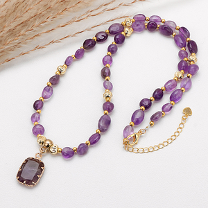 Collana con perline in pietra Unisex curativa naturale irregolare e naturale con pietre preziose collana con ciondolo per donna uomo - Product Image 4