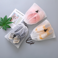 Poche en plastique EVA Sac de rangement pour vêtements/chaussures avec fermeture à cordon Chaussettes givrées Poche de voyage EVA Poche en plastique