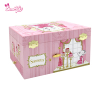 Boîte à musique Princesse Rose pour enfants - Étui à bijoux en papier haut de gamme, musique à cordon et mini miroir, cadeau d'anniversaire pour filles