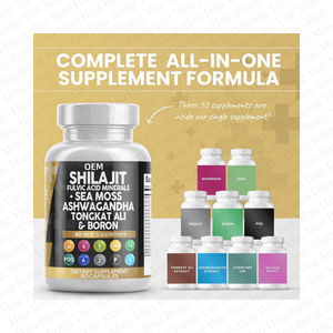 Preço de fábrica Himalaia Shilajit Puro Himalaia Orgânica Ashwagandha Cápsula Complexa Com Musgo Do Mar Tongkat Ali E Ácido Falvico - Product Image 3