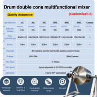 Mezclador de Doble Cono de Acero Inoxidable Automático de Alta Eficiencia de 300L para Mezclar Uniformemente Polvos Químicos y Gránulos Industriales