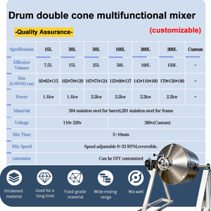 Miscelatore a Doppio Cono in Acciaio Inox ad Alta Efficienza 300L per Miscelazione Uniforme di Polveri Chimiche e Granuli Industriali - Product Image 5
