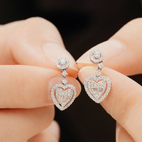 Classique en forme de coeur laboratoire diamant boucle d'oreille bijoux IGI Certification CVD 14K 16K 18K or blanc en gros femmes cadeau