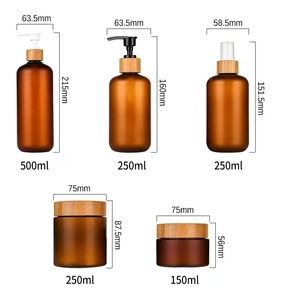 Nhà Sản Xuất Tùy Chỉnh Hổ Phách Chai Nhựa Với Tre Gỗ Bơm Gỗ Nắp 100Ml 150Ml 200Ml <span class=keywords><strong>250Ml</strong></span> - Product Image 2